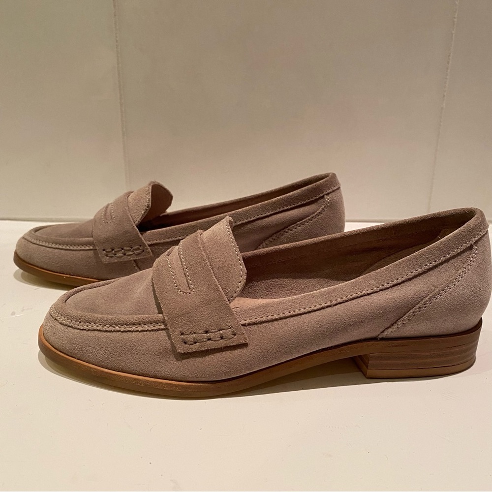 Seychelles Taupe Suede Penny Loafers 6
